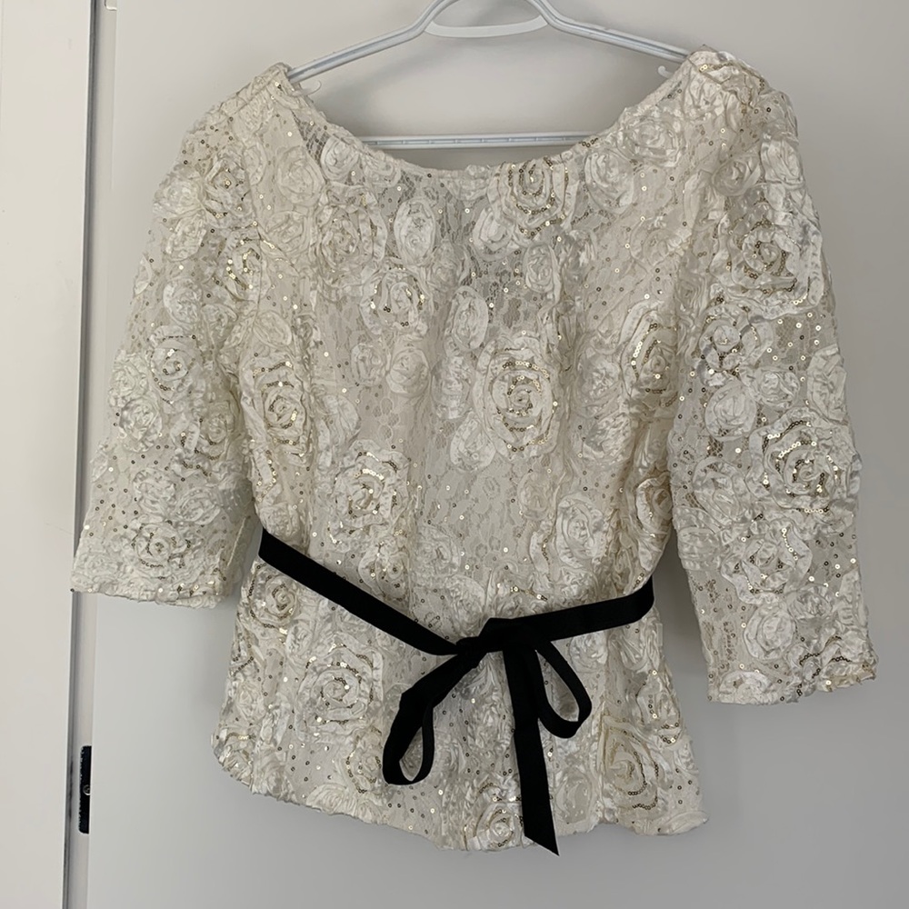 Cream and gold fancy too with beautiful embroidered roses